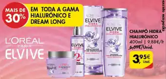 Pingo Doce Elvive Champô Hidra Hialurónico 400ml promoção