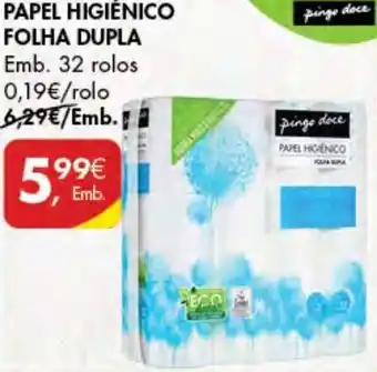 Pingo Doce Papel Higiénico Folha Dupla Pingo Doce 32 rolos promoção