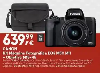 Worten Canon Kit Máquina Fotográfica EOS M50 MII +Objectiva M15-45 promoção