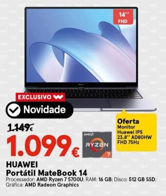 Worten Huawei Portátil MateBook 14 promoção