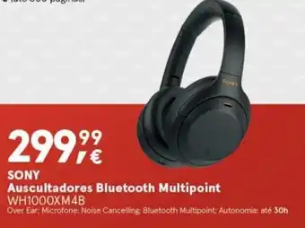 Worten Sony Auscultadores Bluetooth Multipoint WH1000XM4B promoção