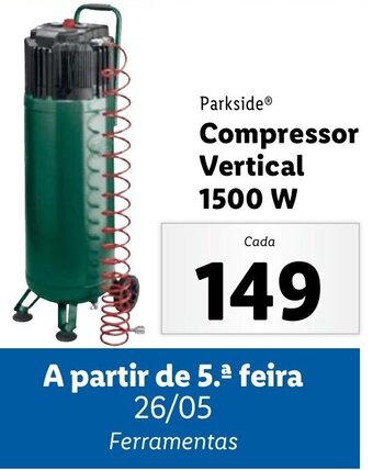 Lidl Parkside Compressor Vertical 1500W promoção