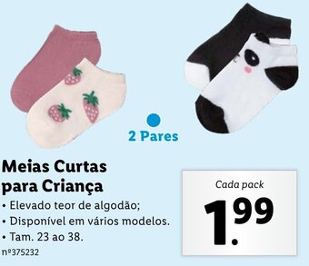 Lidl Meias Curtas para Criança 23 ao 38 promoção