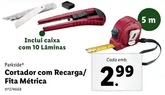 Lidl Parkside Cortador com Recarga/ Fita Métrica 5m promoção