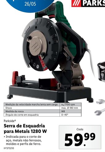 Lidl Parkside Serra de Esquadria para Metais 1280W promoção