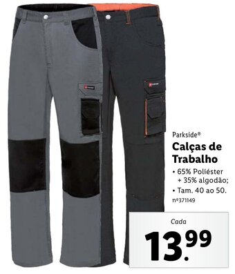 Lidl Parkside Calças de Trabalho 40 ao 50 promoção