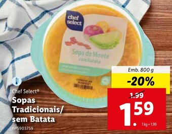 Lidl Chef Select Sopas Tradicionais /sem Batata 800g promoção