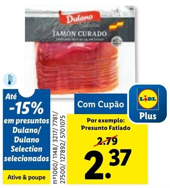 Lidl Dulano Selection Presunto Fatiado promoção