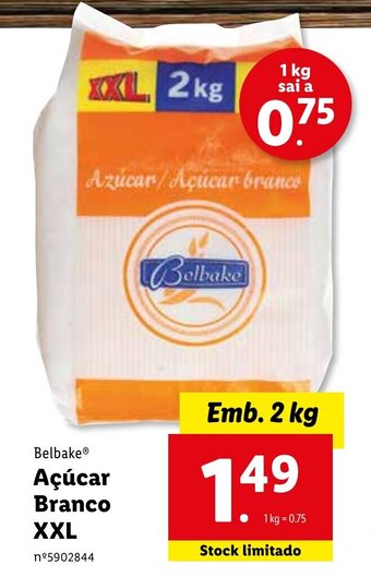 Lidl Belbake Açúcar Branco XXL 2kg promoção