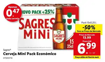 Lidl Sagres Cerveja Mini Pack Económico 15 x 0,25L promoção