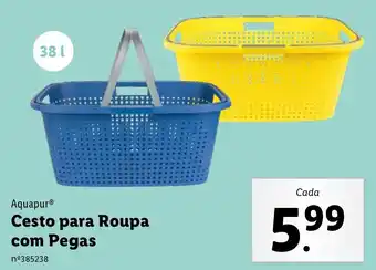 Lidl Aquapur Cesto para Roupa com Pegas 38L promoção