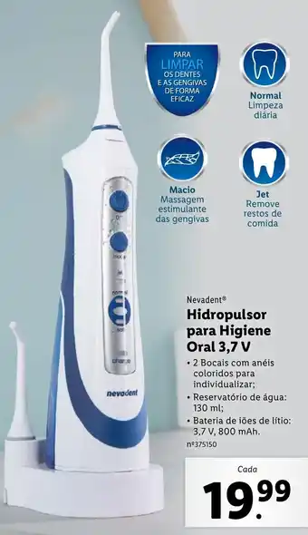Lidl Nevadent Hidropulsor para Higiene Oral 3,7V promoção