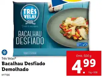 Lidl Três Velas Bacalhau Desfiado Demolhado 500g promoção