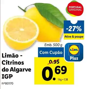 Lidl Limão - Citrinos do Algarve IGP 500g promoção