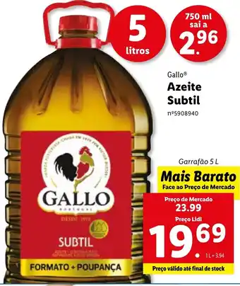 Lidl Gallo Azeite Subtil 5L promoção