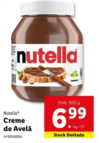 Lidl Nutella Creme de Avelã 900g promoção