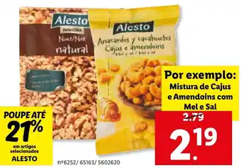 Lidl Alesto Mistura de Cajus e Amendoins com Mel e Sal promoção