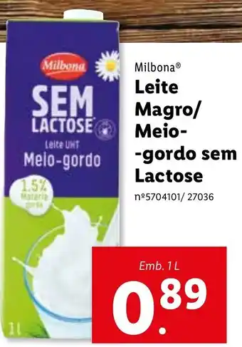 Milbona Leite Magro/Meio- gordo sem Lactose 1L