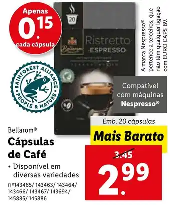 Lidl Bellarom Cápsulas de Café 20 Cápsulas promoção