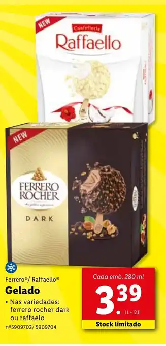 Lidl Ferrero/Raffaello Gelado 280ml promoção