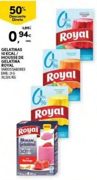 Continente Gelatinas 10 Kcal/ Mousse de Gelatina Royal 31g promoção