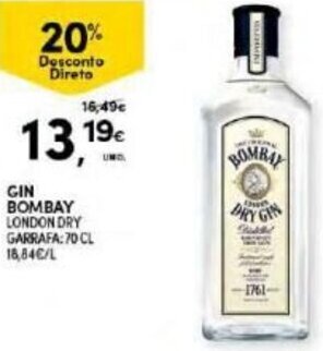 Continente Gin Bombay 70cl promoção