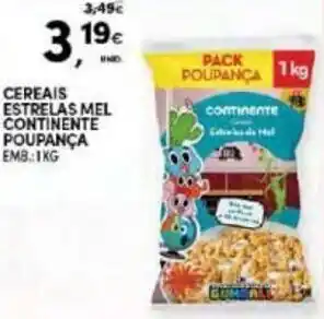 Continente Cereais Estrelas Mel Continente Poupança 1kg promoção