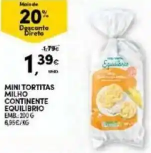 Continente Mini Tortitas Milho Continente Equilíbrio 200g promoção