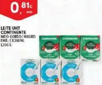 Continente Leite UHT Continente 3x200ml promoção