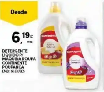 Continente Detergente Líquido P/Máquina Roupa Continente Poupança 66 Doses promoção