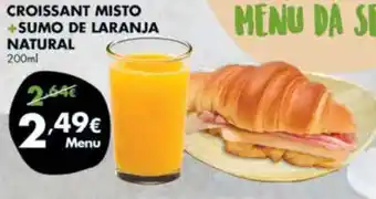 Pingo Doce Croissant Misto +Sumo de Laranja Natural 200ml promoção