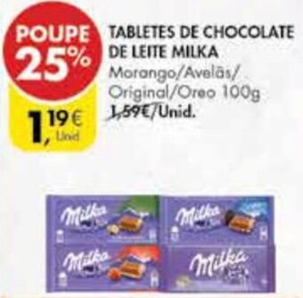 Pingo Doce Tabletes de Chocolate de Leite Milka 100g promoção