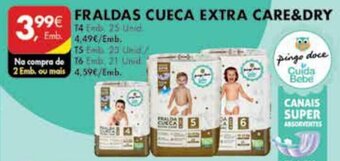 Pingo Doce Fraldas Cueca Extra Care & Dry Pingo Doce T4-25 unid. promoção