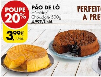 Pingo Doce Pão de Ló Húmido/ Chocolate 500g promoção