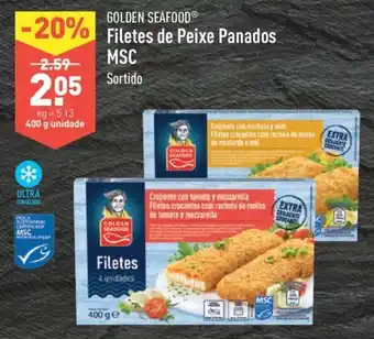 ALDI Golden Seafood Filetes de Peixe Panados MSC 400g promoção