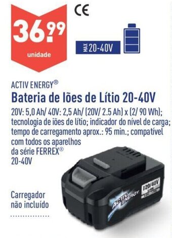 ALDI Activ Energy Bateria de lões de Lítio 20-40V promoção