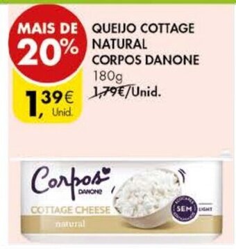 Pingo Doce Queijo Cottage Natural Corpos Danone 180g promoção