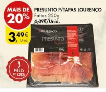 Pingo Doce Presunto P/Tapas Lourenço 250g promoção