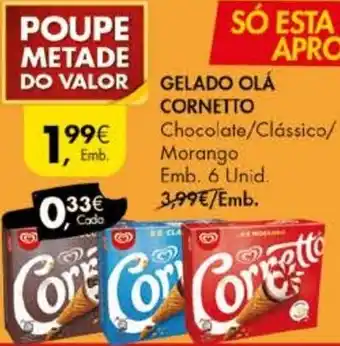 Pingo Doce Gelado Olá Cornetto 6 Unid promoção
