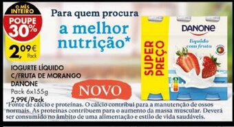 Pingo Doce Iogurte Líquido C/ Fruta de Morango Danone 6x155g promoção