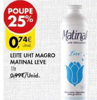 Pingo Doce Leite UHT Magro Matinal Leve 1Lt promoção