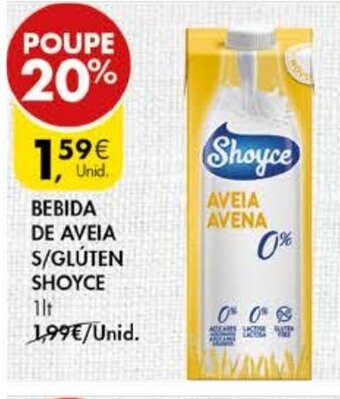 Pingo Doce Bebida de Aveia S/Glúten Shoyce 1Lt promoção