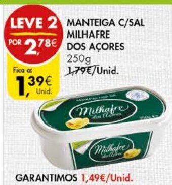 Pingo Doce Manteiga C/Sal Milhafre dos Açores 250g promoção