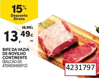 Continente Bife da Vazia de Novilho Continente promoção