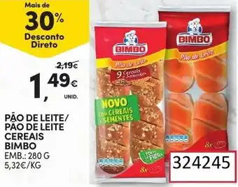 Continente Pão de Leite /Pão de Leite Cereais Bimbo 280g promoção