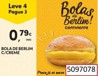 Continente Bola de Berlim c/Creme promoção