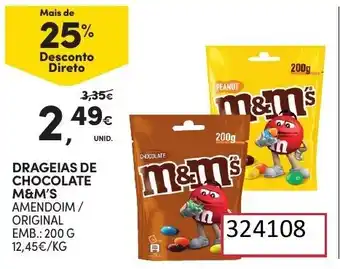 Continente Drageias de Chocolate M&M's 200g promoção