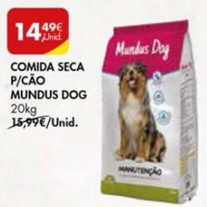 Promoção Comida Seca p/Cão Mundus Dog 20kg em Pingo Doce