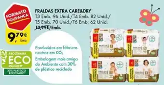 Pingo Doce Fraldas Extra Care & Dry Pingo Doce T3-96 /T4-82/ T5-70 /T6-62 unid. promoção