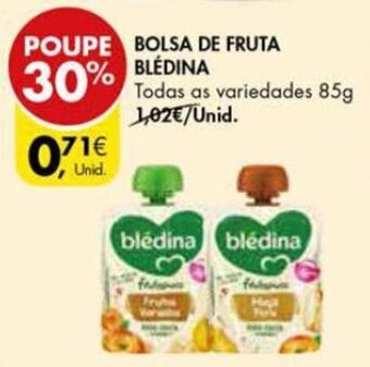 Pingo Doce Bolsa de Fruta Blédina 85g promoção